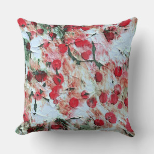 Pink Red Dirty polka Dot Grunge Decay Cushion