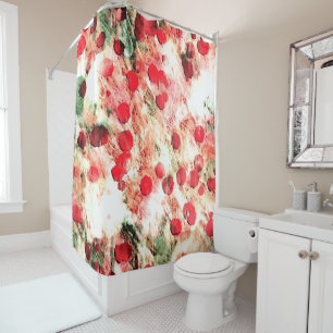 Pink Red Dirty Polka Dot Grunge Shower Curtain