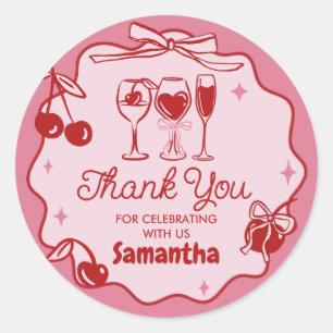 Pink Red Dirty Thirty Birthday Party Classic Round Sticker