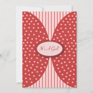 Pink & Red Dots Stripes Baby Shower Invitations
