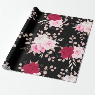 pink red elegant floral wrapping paper