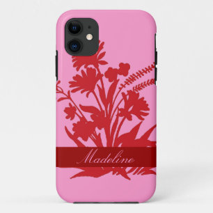 Pink red floral customisable iphone 5 case