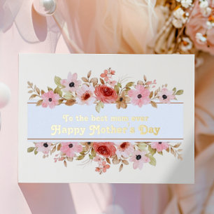 Pink Red Floral Foil Mother's Day Greeting Card