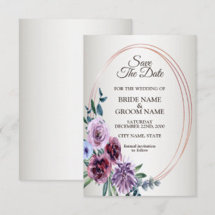 Pink Red Floral Geometric Watercolor Wedding Save The Date