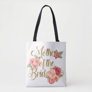 Pink Red Floral  Mother of the Bride Tote Bag