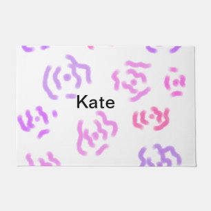Pink red floral watercolor add name text modern th doormat