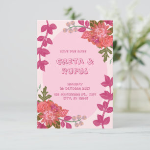 Pink Red Floral Wedding Invitation