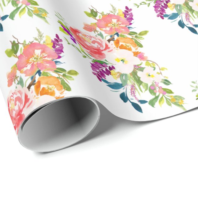 Pink Red Floral Wrapping Paper (Roll Corner)