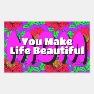 Pink Red Flowers Elegant Stickers for Happy Moms