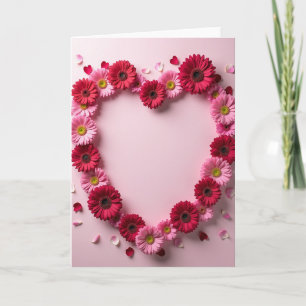 Pink Red Flowers Heart Card