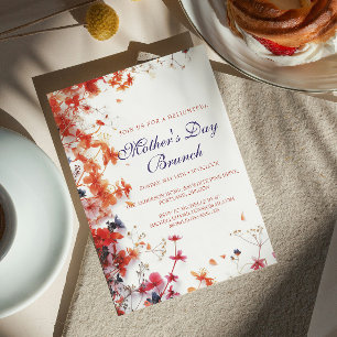 Pink & Red Flowers Mother's Day Brunch Invitation