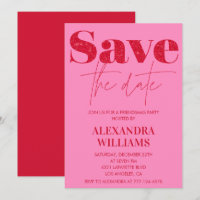Pink Red Friendsmas invitations Save the date