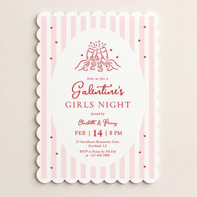 Pink Red Galentine's Party Invitation (Creator Uploaded)