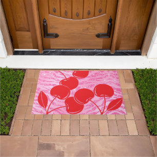 Pink Red Glitter Zebra Cherries Doormat