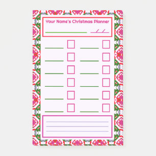 Pink Red Green Christmas Planner Festive Organizer Post-it Notes
