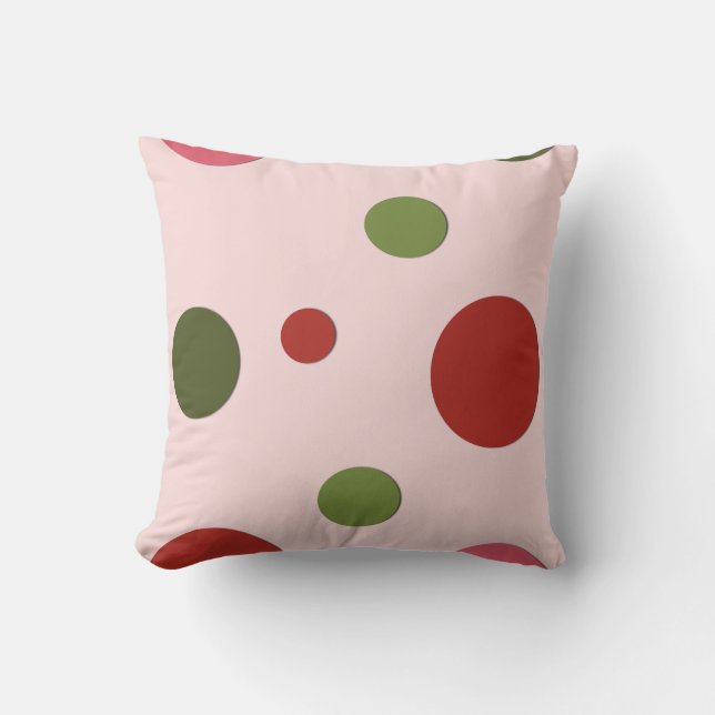 pink red green dots cushion (Front)