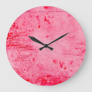 Pink Red Grunge Paint Texture Large Clock