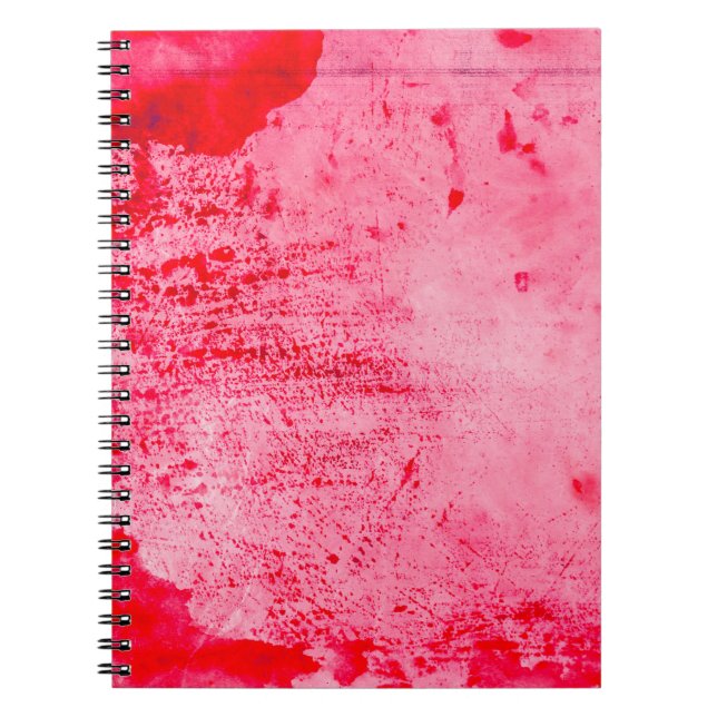 Pink Red Grunge Paint Texture Notebook (Front)