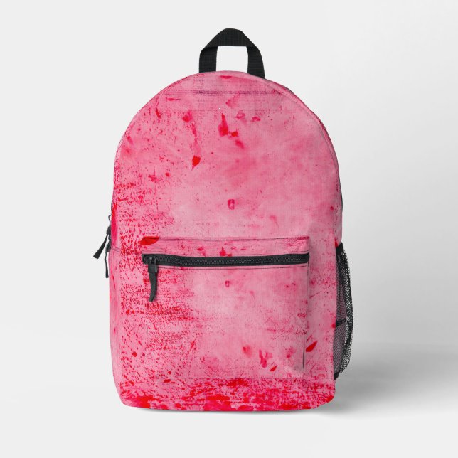 Pink Red Grunge Paint Texture Printed Backpack (Front)