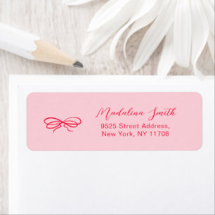 Pink red hand drawn bow bridal return address return address label