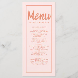 Pink Red Handwriting Typography Retro Wedding Menu