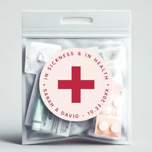 Pink & Red Hangover Kit In Sickness and in Health  Classic Round Sticker