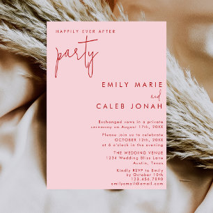 Pink Red Happily Ever After Wedding Reception Invitation