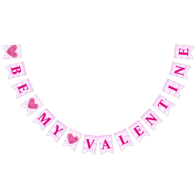 Pink red heart Be my Valentine romantic proposal Bunting (All)