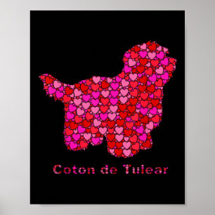 Pink Red Heart Dog Lover Valentines Day Coton De T Poster
