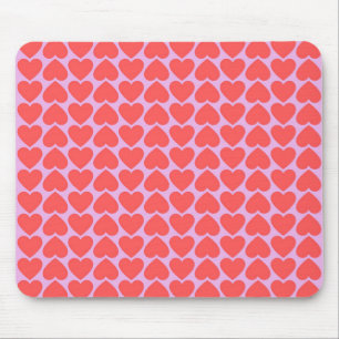 Pink Red Heart Grid Y2K Pattern Mouse Pad