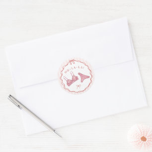 Pink & Red Heart Lingerie Bachelorette Envelope Classic Round Sticker
