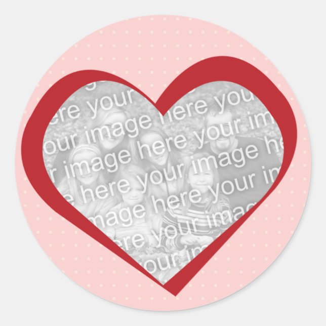 Pink red heart love custom photo Valentine seal (Front)