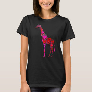 Pink Red Heart Love Mum  African Giraffe Mama Moth T-Shirt