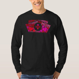 Pink Red Heart Love Mum  Nurse Cap Mama Mother's D T-Shirt