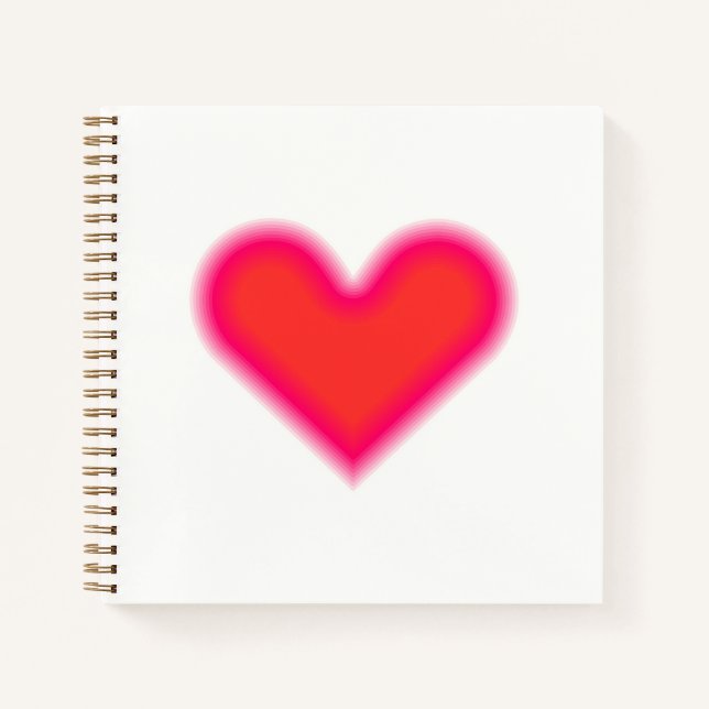 Pink Red Heart Optical Art Notebook (Front)
