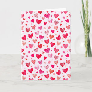 Pink Red Heart Paper Mache Valentines Day Card