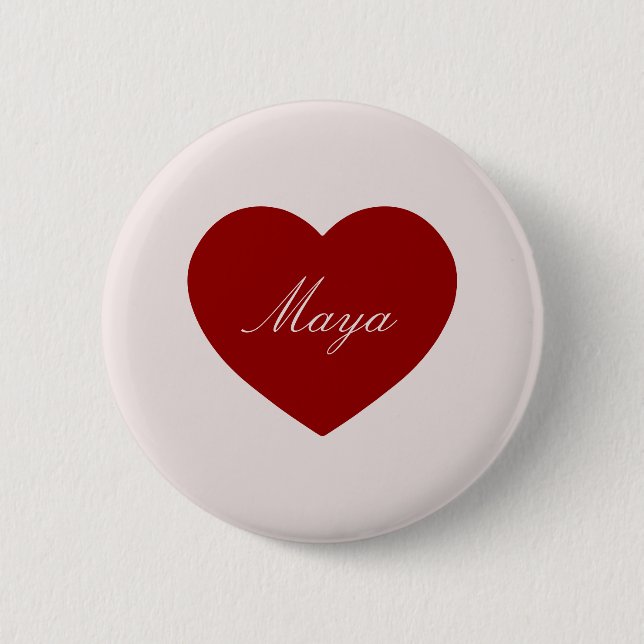 Pink Red Heart Shape Name  6 Cm Round Badge (Front)