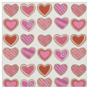 Pink Red Heart Sugar Cookies Love Valentine's Day Fabric