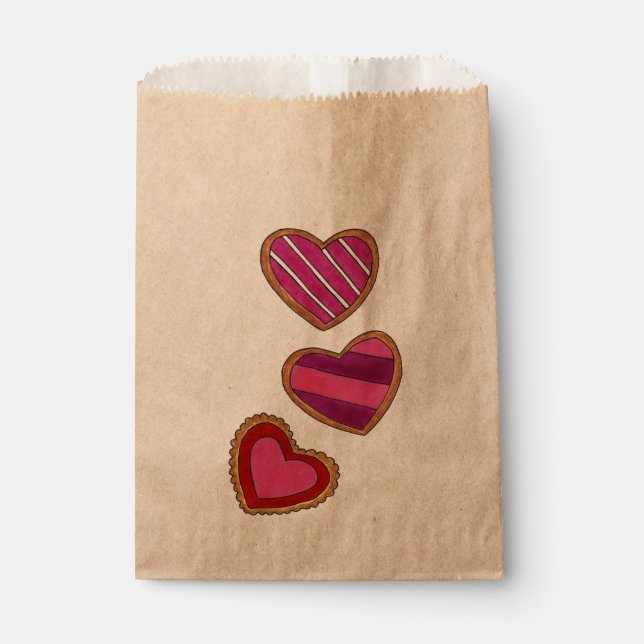 Pink Red Heart Sugar Cookies Love Valentine's Day Favour Bag (Front)