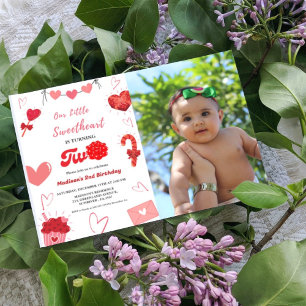 Pink & Red Heart Valentine 2nd Birthday Invitation