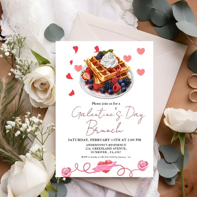 Pink & Red Heart  Valentine's Day Brunch Party Invitation (Creator Uploaded)