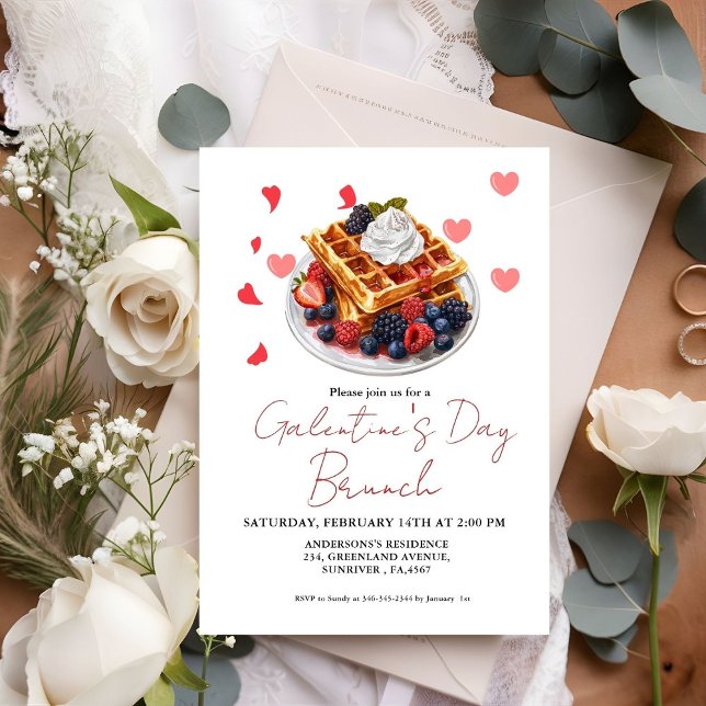 Pink & Red Heart  Valentine's Day Brunch Party Invitation (Creator Uploaded)