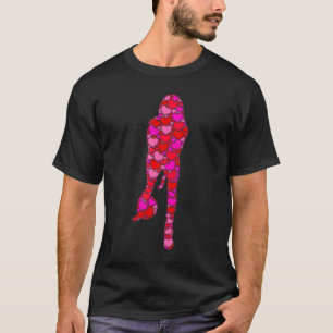 Pink Red Heart Valentines Day For Women Girls Bow T-Shirt