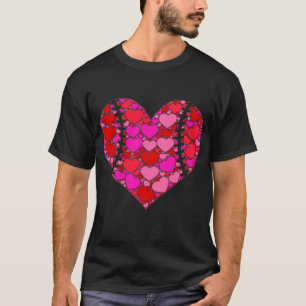 Pink Red Heart Valentines Day Gift For Women T-Shirt