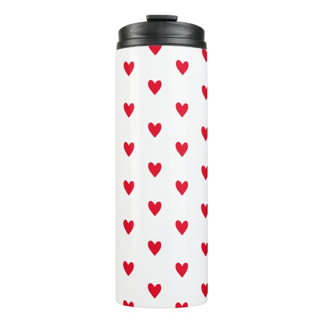 Pink Red heart Valentines Day themed Romantic Thermal Tumbler (Front)