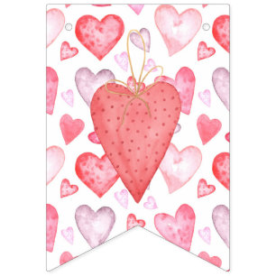 Pink & Red Hearts Be My Valentine Bunting