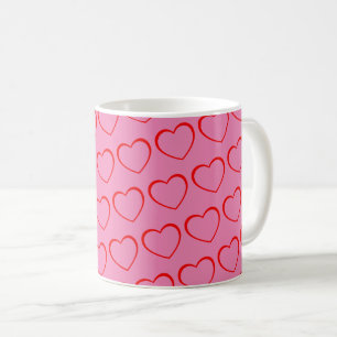 Pink red hearts coffee mug