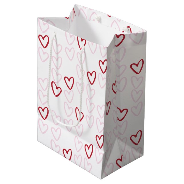Pink & Red Hearts Gift Bag (Front Angled)