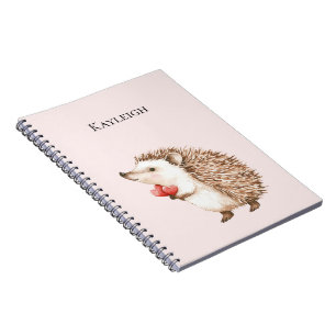 Pink Red Hearts Hedgehog Notebook