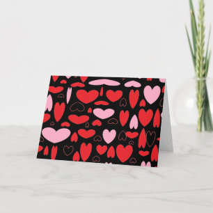Pink & Red Hearts Holiday Card